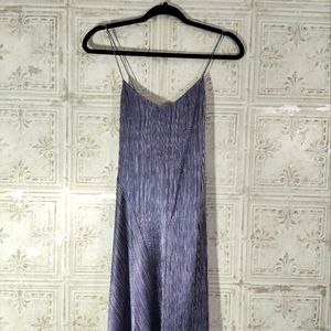 THEORY SILK NAVY MULTI PAINTERLY STRIPE EASY CROSS BACK DRESS